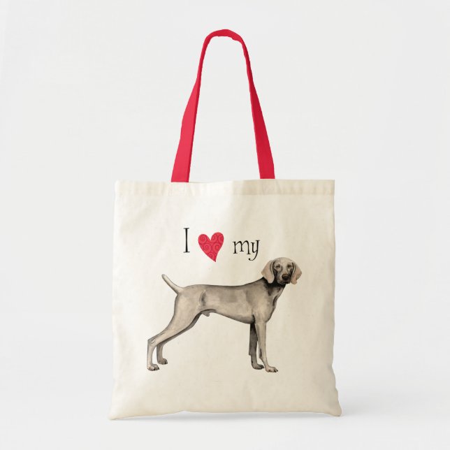 Bolsa Tote Eu amo meu Weimaraner (Frente)