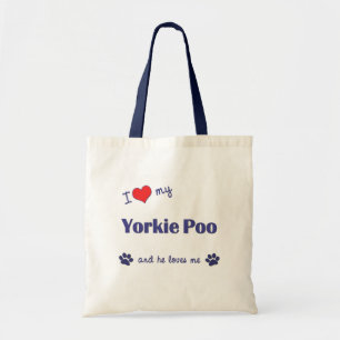 Bolsa Tote Eu amo meu Yorkie Poo (o cão masculino)