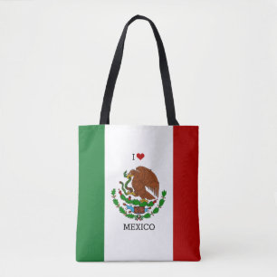 Bolsa Tote eu amo méxico - bandeira mexicana