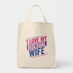 Bolsa Tote Eu Amo Minha Esposa Bissexual Bi Orgulho Bandeira 