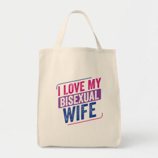 Bolsa Tote Eu Amo Minha Esposa Bissexual Bi Orgulho Bandeira 