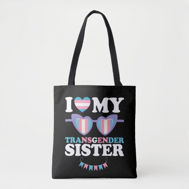 Bolsa Tote Eu Amo Minha Família Transgênero Irmã Trans LGBTQ (Frente)
