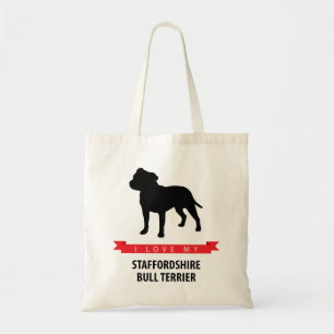 Bolsa Tote Eu amo minha sacola de Staffordshire bull terrier