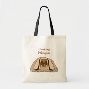 Bolsa Tote Eu amo minha sacola do cão de Pekingese dos