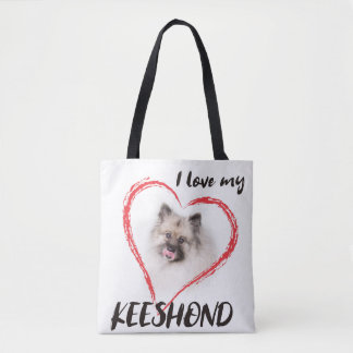 Bolsa Tote Eu amo minha sacola do keeshond