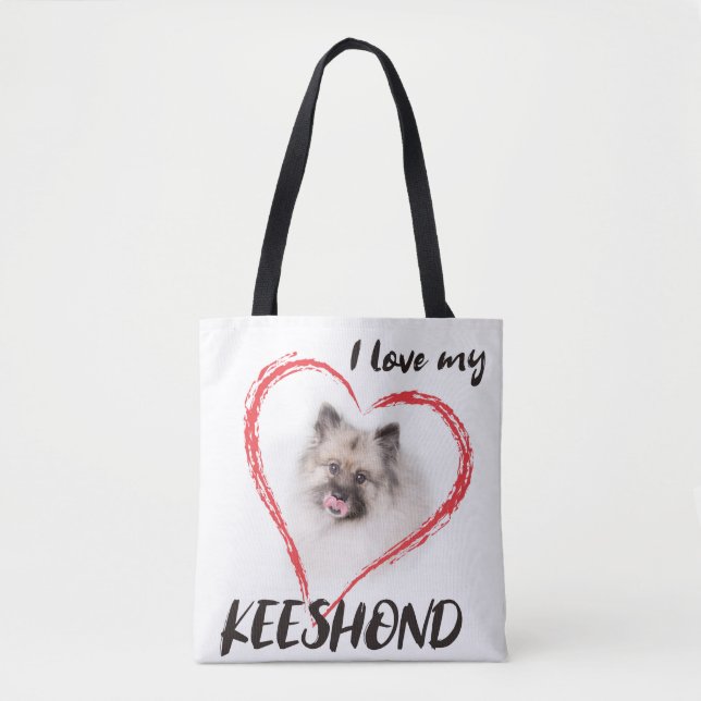 Bolsa Tote Eu amo minha sacola do keeshond (Frente)