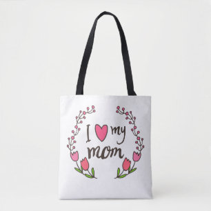 Bolsa Tote Eu amo minha sacola feliz do dia das mães da mamã