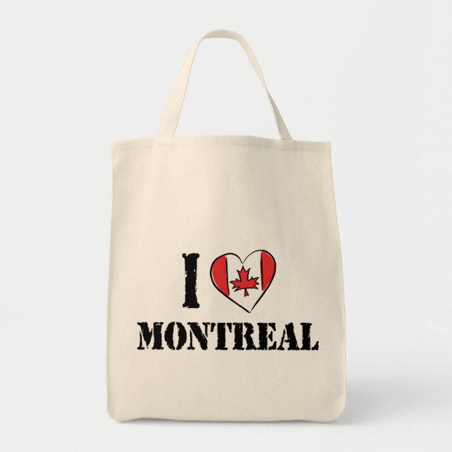 Bolsa Tote Eu amo Montreal Canadá (Frente)
