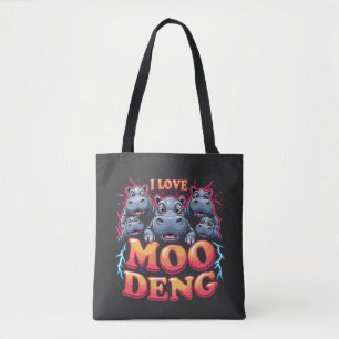 Bolsa Tote Eu Amo Moo Deng Baby Hippo Amantes