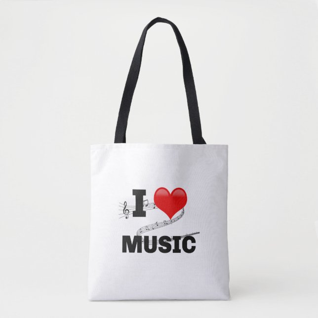 Bolsa Tote Eu Amo Música, design popular (Frente)