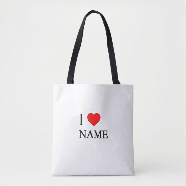 Bolsa Tote Eu amo Nome (personalizável)  (Frente)