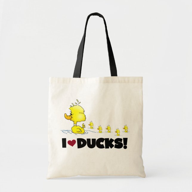 Bolsa Tote Eu amo o camiseta e os presentes dos patos (Frente)