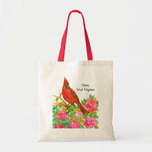 Bolsa Tote Eu amo o Cardeal de Virgínia Ocidental Rhododendro