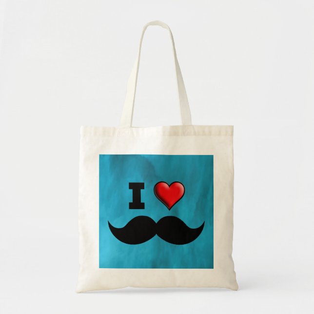 Bolsa Tote Eu amo o Moustache Stache do bigode (Frente)