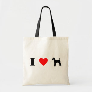 Bolsa Tote Eu amo o saco dos terrier de Airedale