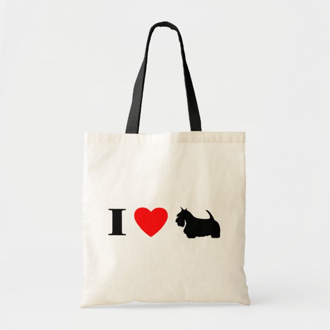 Bolsa Tote Eu amo o saco escocês dos terrier (Frente)