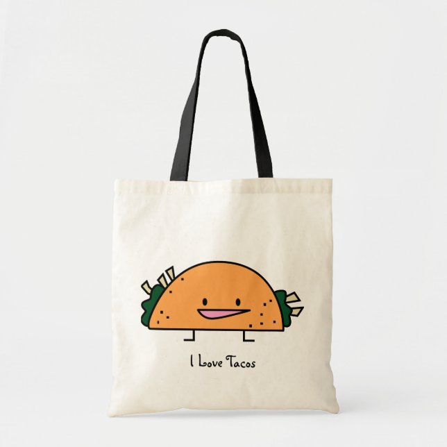 Bolsa Tote Eu amo o saco reusável do Tacos (Frente)