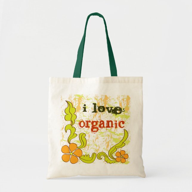 Bolsa Tote Eu amo orgânico - saco (Frente)