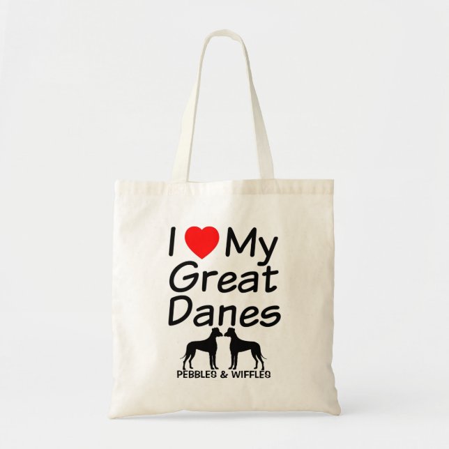 Bolsa Tote Eu Amo Os Meus Dois Grandes Cachorros De Dane (Frente)