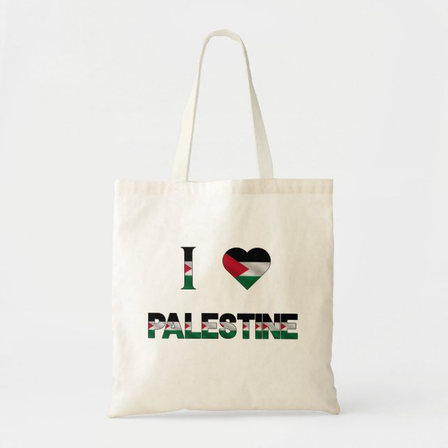 Bolsa Tote Eu Amo Palestina Sinalizador Coração Liberdade (Frente)