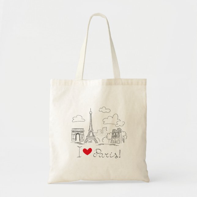 Bolsa Tote Eu Amo Paris (Frente)