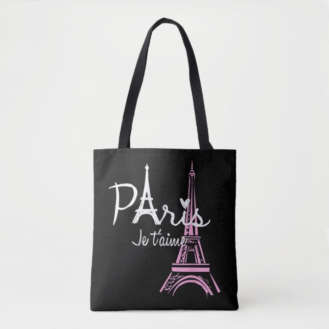 Bolsa Tote Eu Amo Paris Eiffel Torre França Souvenir Francês (Frente)