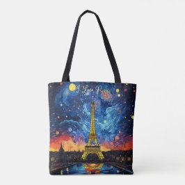 Bolsa Tote Eu amo Paris Eiffel Tower Illustration Viagem Art