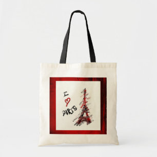 Bolsa Tote Eu amo Paris (o quadro vermelho & preto)