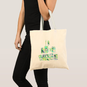 Bolsa Tote Eu Amo Paz Impressão de Arte de Texto de Design Bo