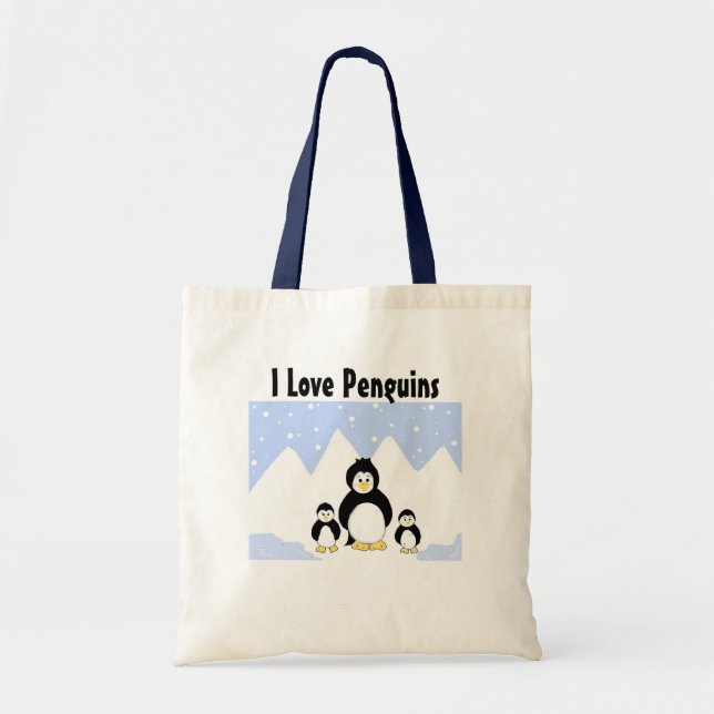 Bolsa Tote Eu Amo Pinguins (Frente)