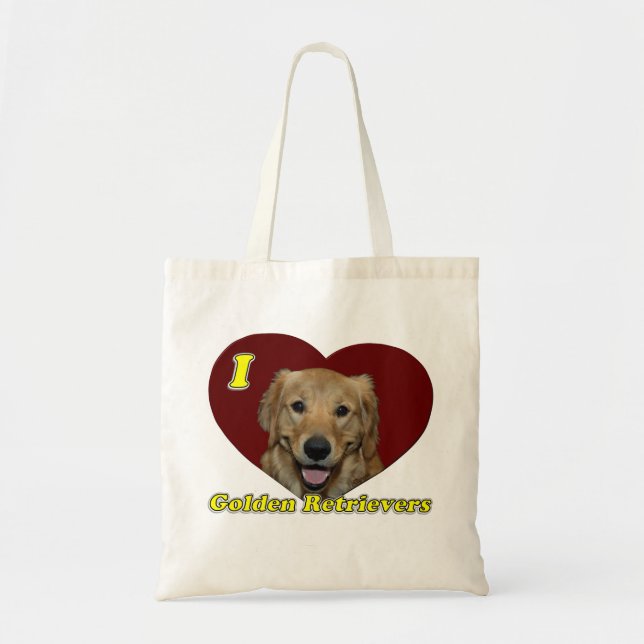 Bolsa Tote Eu amo Retrievers dourados (Frente)
