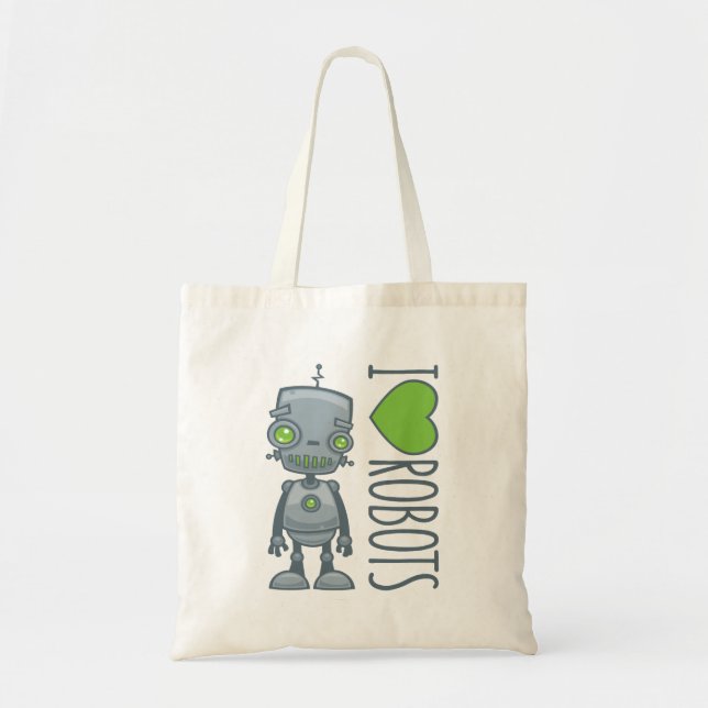 Bolsa Tote Eu amo robôs (Frente)