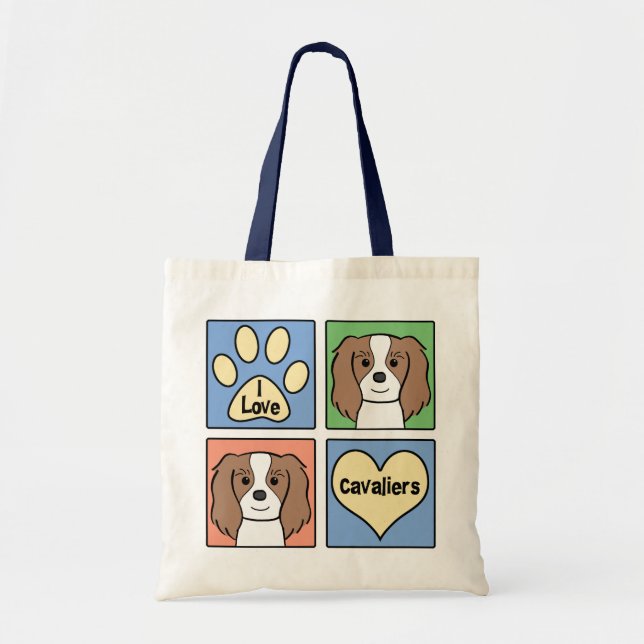 Bolsa Tote Eu amo Spaniels de rei Charles descuidados (Frente)