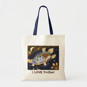 Bolsa Tote EU AMO tartarugas! Mantimento bonito