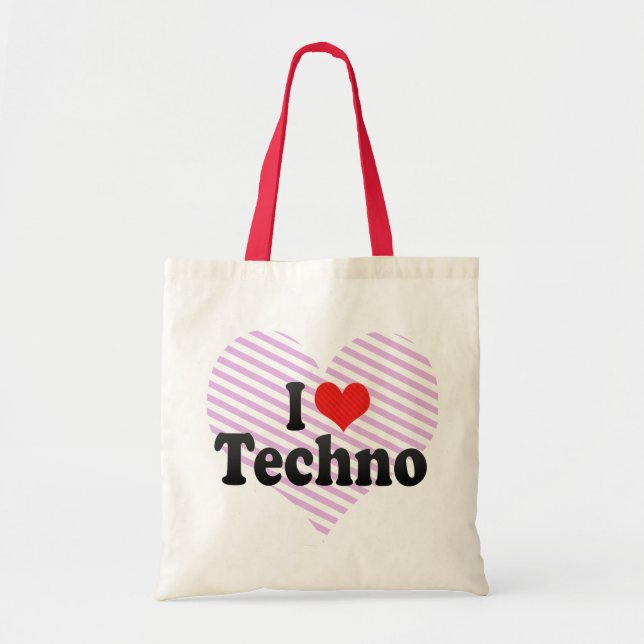 Bolsa Tote Eu amo Techno (Frente)
