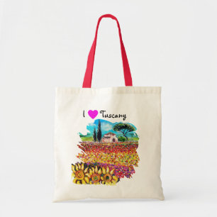 BOLSA TOTE EU AMO TOSCÂNIA E GIRASSÓIS