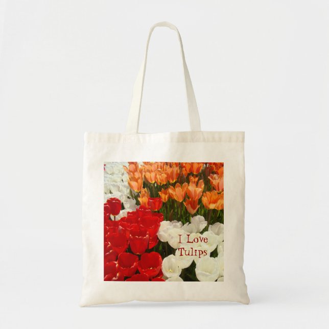 Bolsa Tote Eu Amo Tulipas sacolas Tulipa Flores Totes (Frente)