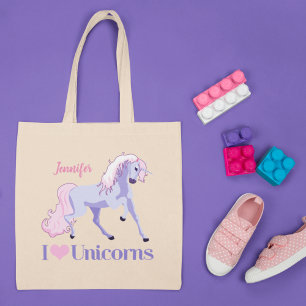Bolsa Tote Eu Amo Unicórnios Bonito Personalizados Unicórni