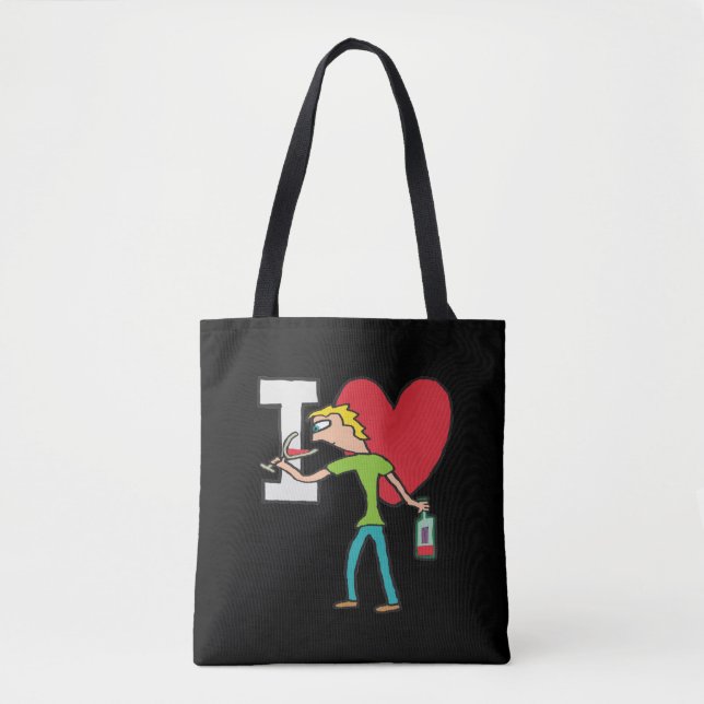 Bolsa Tote Eu Amo Vinho (Frente)