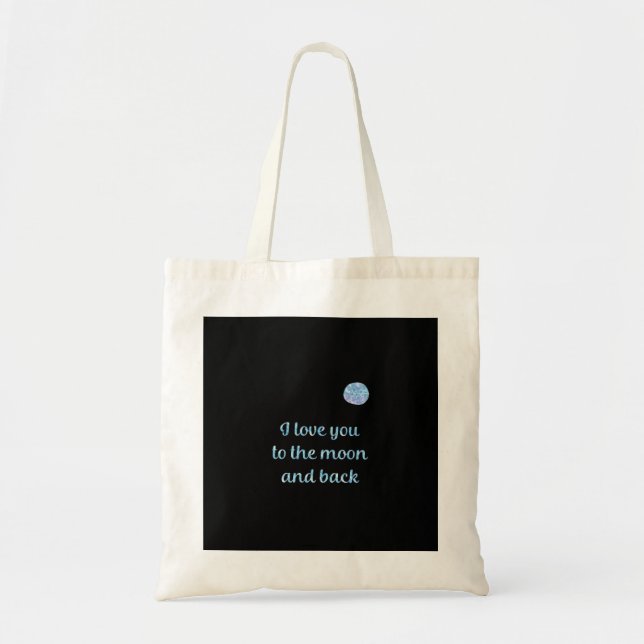 Bolsa Tote Eu Amo Você Até a Lua e de Volta Água-marinha Prat (Frente)