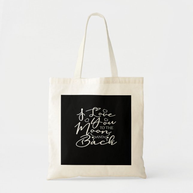 Bolsa Tote Eu Amo Você Até a Lua e de Volta Atemporal Românti (Frente)