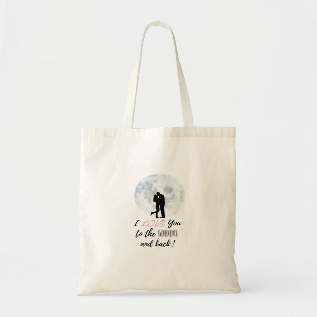 Bolsa Tote Eu Amo Você Até a Lua e de Volta Design Clássico d (Frente)