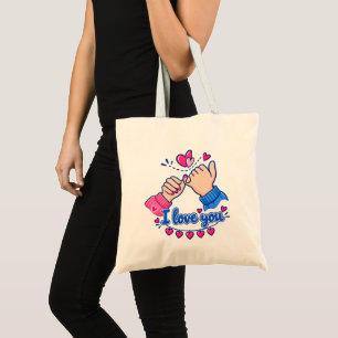 Bolsa Tote Eu Amo Você Promessa Mindinho Corações Fofos