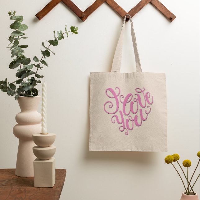 Bolsa Tote Eu Amo Você Rosa (Criador carregado)