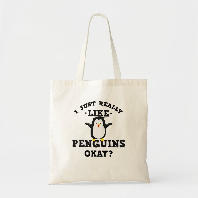 Bolsa Tote Eu apenas gosto realmente de citações dos pinguins (Frente)