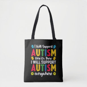 Bolsa Tote Eu Apoiarei o Autismo Aqui ou Acolá Autista