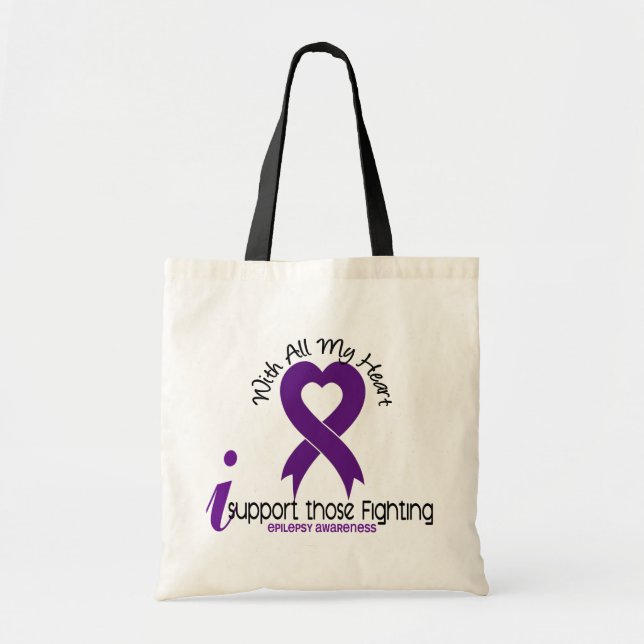 Bolsa Tote Eu apoio aqueles epilepsia de combate (Frente)