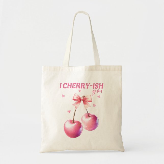Bolsa Tote Eu Cherryyte Engraçado, Dia de os namorados Cherry (Frente)