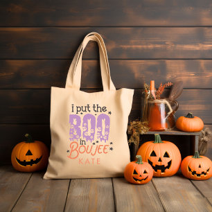 Bolsa Tote Eu coloquei o bô em boujee Retro Groovy Halloween