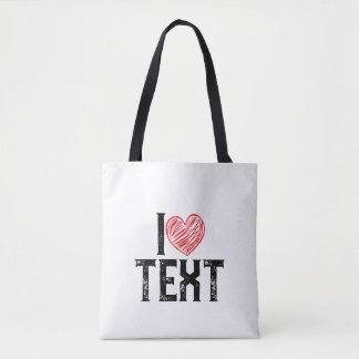 Bolsa Tote Eu com design de coração vermelho